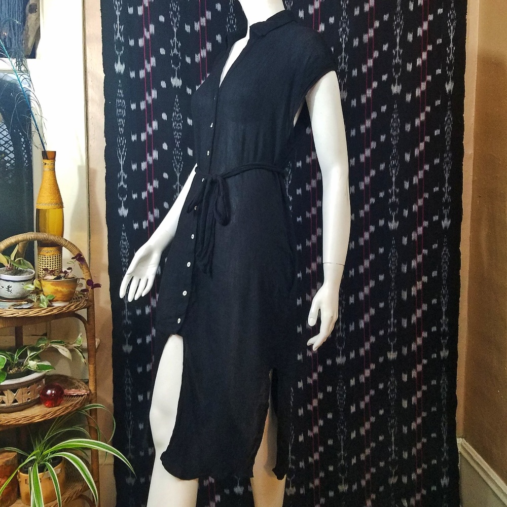 Sheer Black Button Up Midi Dress Forever 21